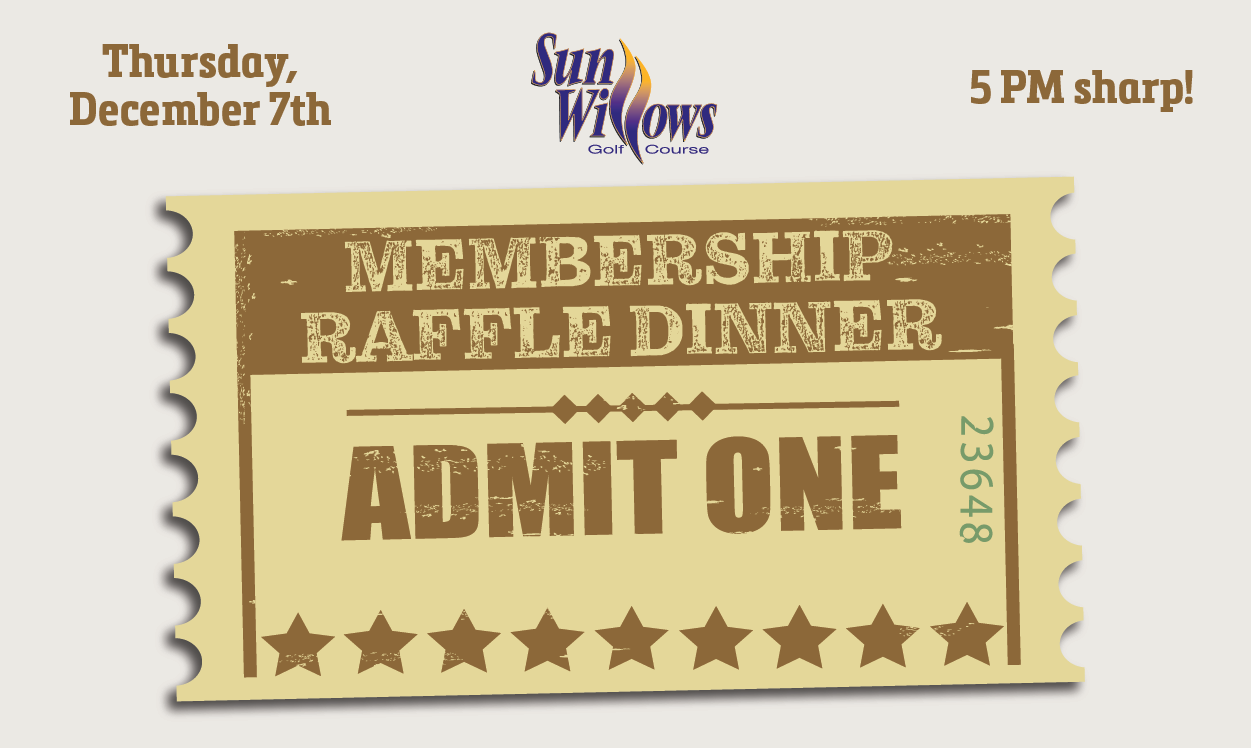 Membership Raffle Dinner Headline on a raffle ticket design