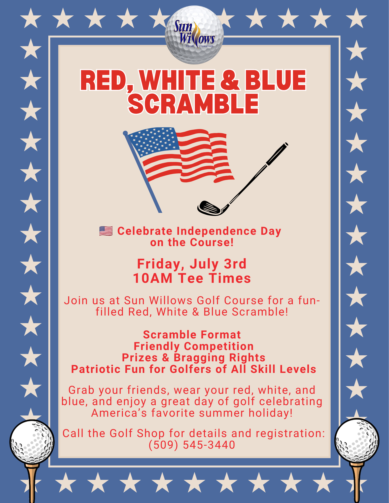 Red White Blue Scramble Sun Willows Flyer 